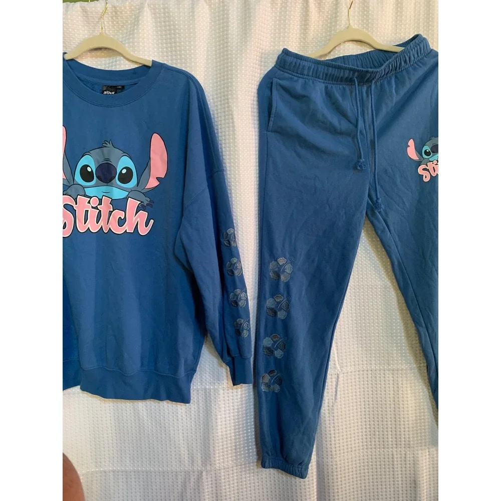 Disney Lilo & Stitch Blue‎ Sweatshirt and Joggers Lounge Set Womens Medium